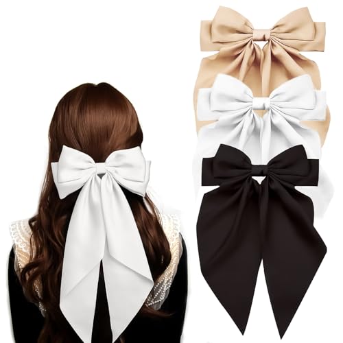 BellaStella 3 Pcs Korean Style Large Satin Bow Hairclip knot Barette Hair Clip Hair Accessories for Women & Girls - Image 1