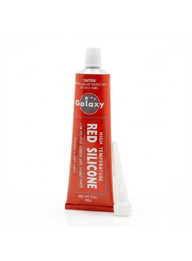Galaxy High-Temperature Red Silicone Gasket Maker - 3 oz (85g) RTV Sensor Safe Sealant for Automotive Engine, Non-Acetic Acid Formula, Heat Resistant up to 650°F, - Image 1