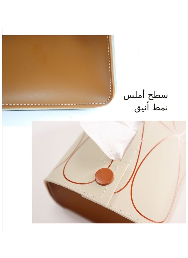 2 Pack Modern Geometric Tissue Box, PU Leather Waterproof Paper Dispenser, Large Size Tissue Holder for Car Home Kitchen Bathroom