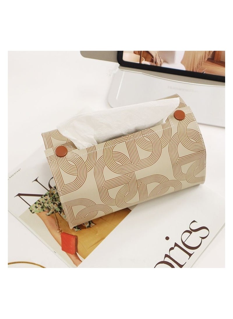 2 Pack Modern Geometric Tissue Box, PU Leather Waterproof Paper Dispenser, Large Size Tissue Holder for Car Home Kitchen Bathroom