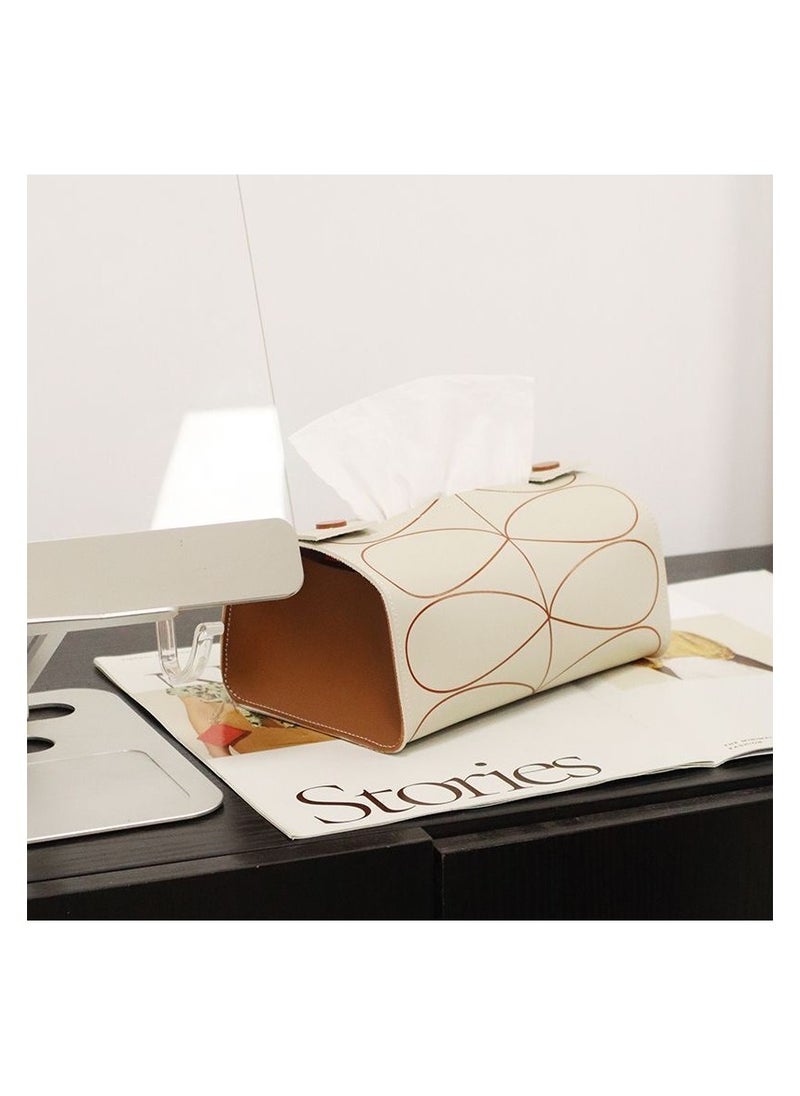 2 Pack Modern Geometric Tissue Box, PU Leather Waterproof Paper Dispenser, Large Size Tissue Holder for Car Home Kitchen Bathroom