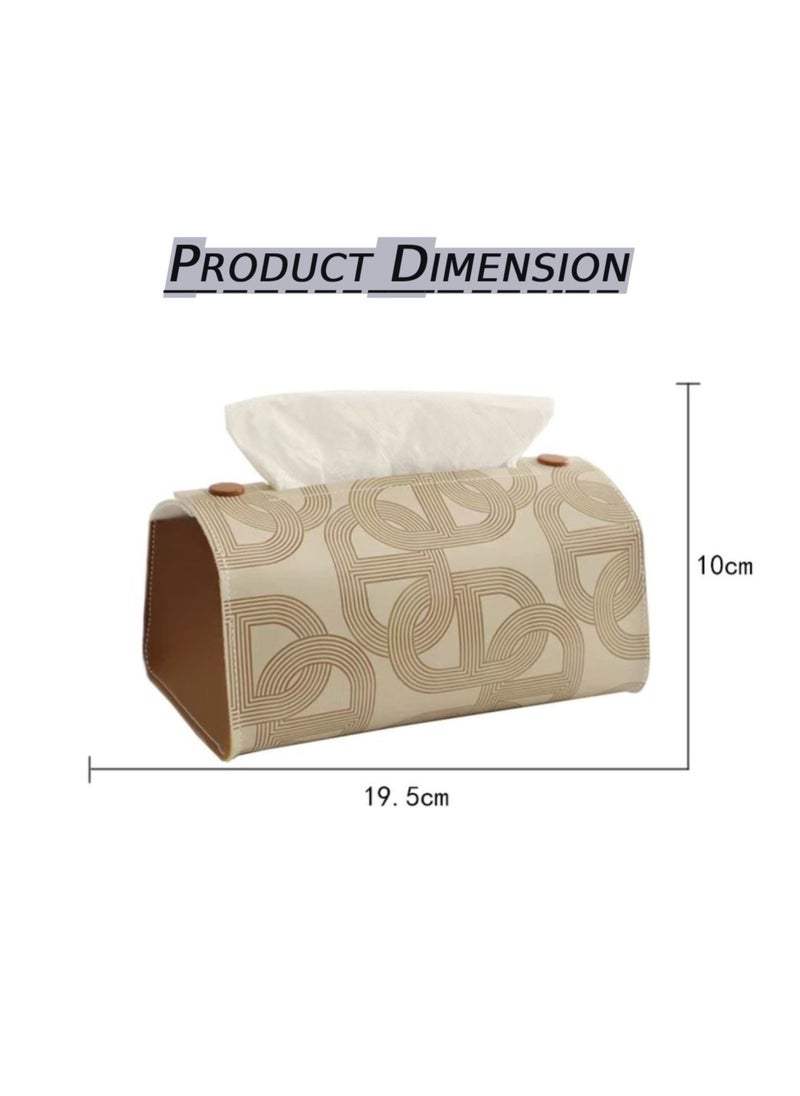 2 Pack Modern Geometric Tissue Box, PU Leather Waterproof Paper Dispenser, Large Size Tissue Holder for Car Home Kitchen Bathroom