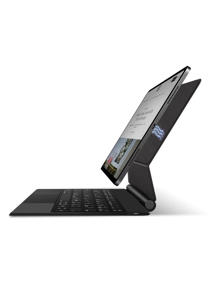 For iPad Pro 11 (2024) Smart Pogo Pin Direct Connection Keyboard (Russian Layout)+Leather Tablet Case - Black - Image 4