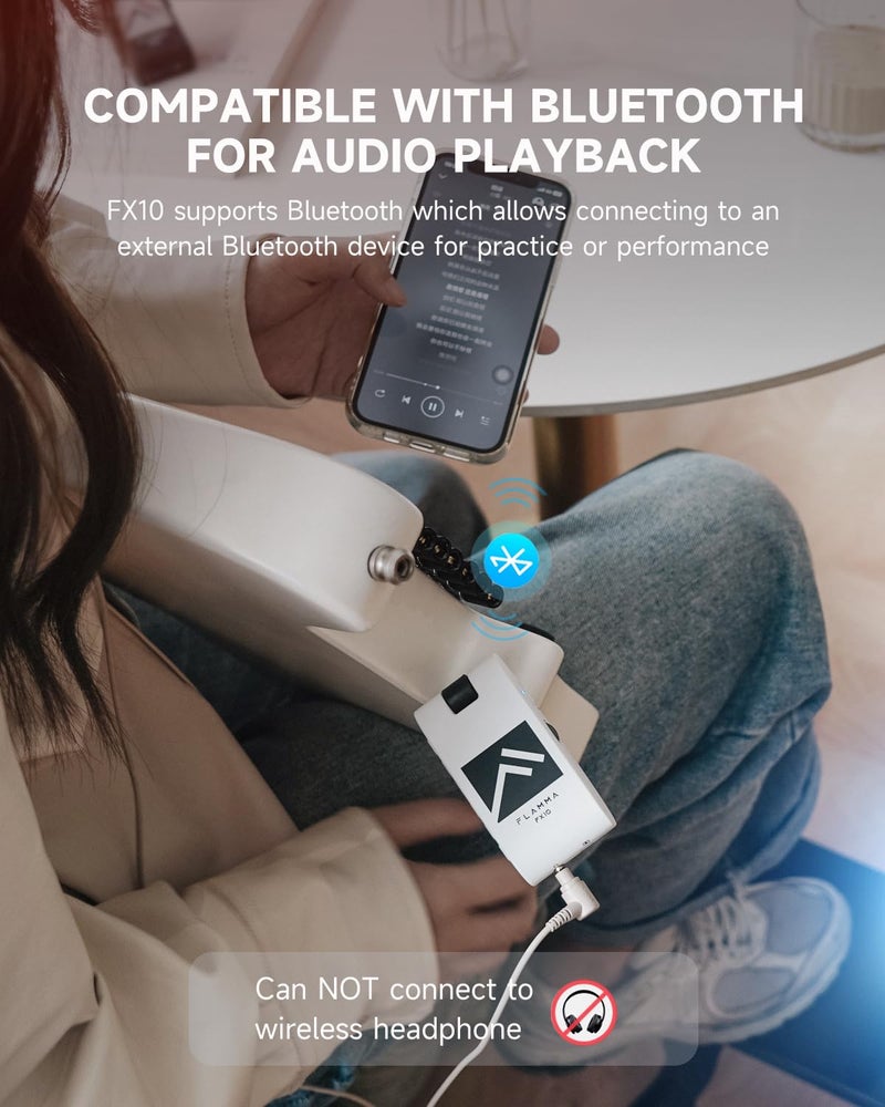 FLAMMA Guitar Headphone Amp Portable with 28 Drum Grooves 14 Built-in Effects 14 Amplifier Models 5 Tone Colors Support Bluetooth USB Audio Recording and Playback OTG Function Home Practice - Image 3