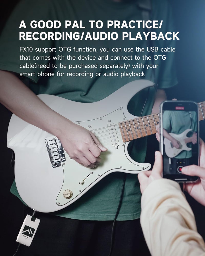 FLAMMA Guitar Headphone Amp Portable with 28 Drum Grooves 14 Built-in Effects 14 Amplifier Models 5 Tone Colors Support Bluetooth USB Audio Recording and Playback OTG Function Home Practice - Image 5