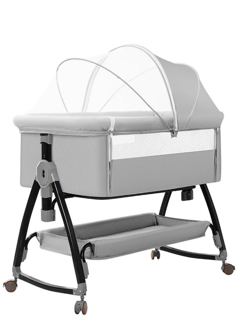 أرابايت سرير أطفال متعدد الوظائف بجانب السرير، سرير محمول مع ناموسية شبكية قابلة للتنفس، قابل لتعديل الارتفاع لاستخدامه كطاولة لتغيير الحفاضات - Image 1