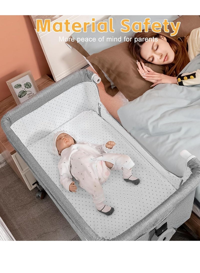 أرابايت سرير أطفال متعدد الوظائف بجانب السرير، سرير محمول مع ناموسية شبكية قابلة للتنفس، قابل لتعديل الارتفاع لاستخدامه كطاولة لتغيير الحفاضات - Image 2
