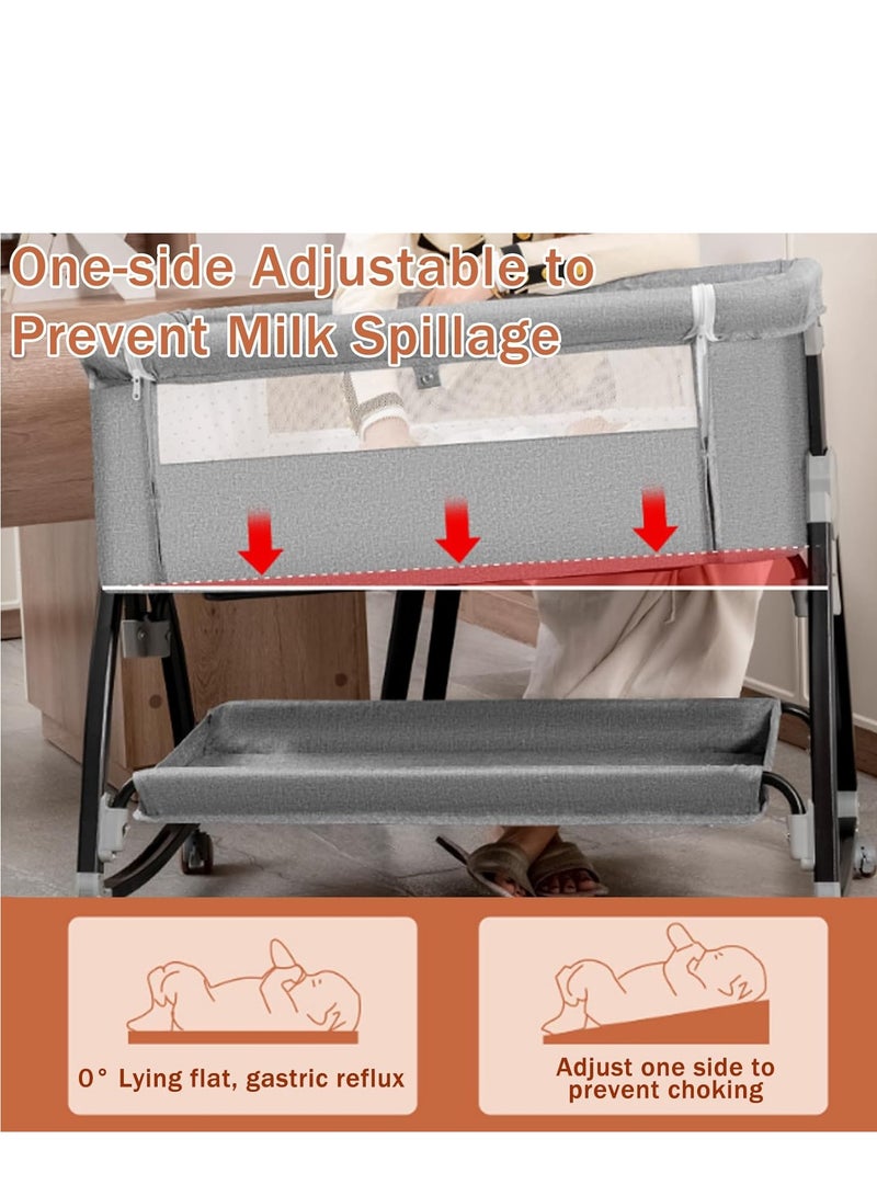 أرابايت سرير أطفال متعدد الوظائف بجانب السرير، سرير محمول مع ناموسية شبكية قابلة للتنفس، قابل لتعديل الارتفاع لاستخدامه كطاولة لتغيير الحفاضات - Image 4