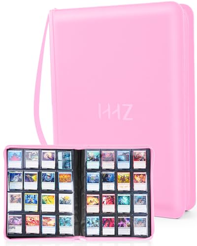 HHZ 16-Pocket Card Binder - Card Binder Hold 832 Cards with Durable PU Leather & Side Loading for Baseball, Sport, MTG, TCG, PKM, Game Cards, Regular Cards Binder Double Sided Pocket Collector Album(Pink) - Image 1