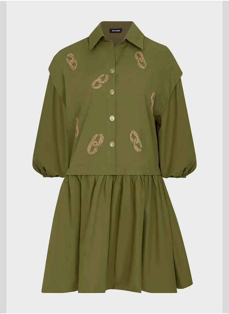 Nocturne Balloon Sleeve Button Detail Dress