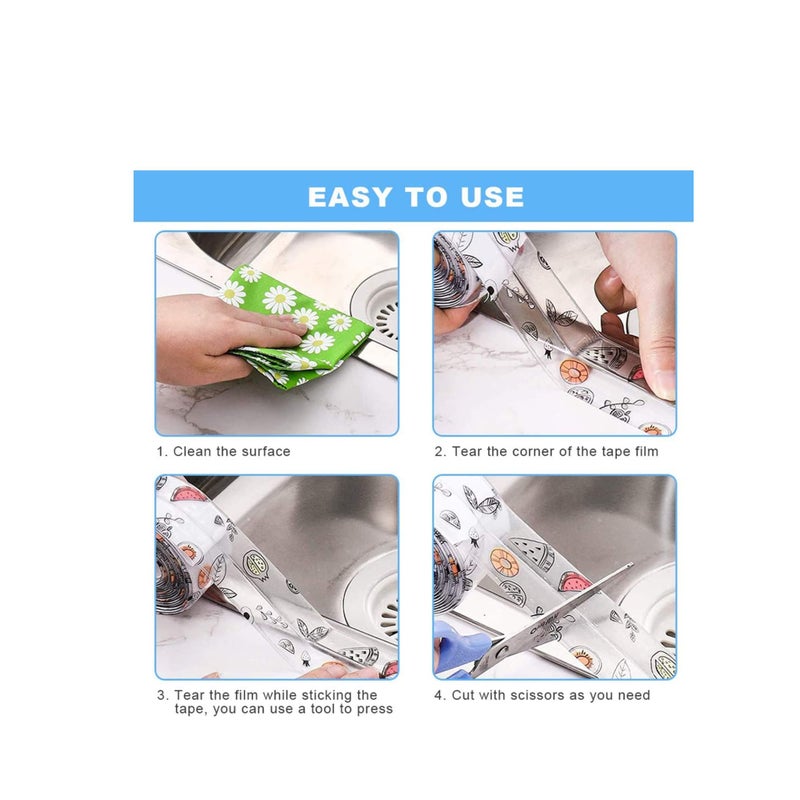 Zikra Caulk Tape, Sealant Tape, Self Adhesive Caulk Strip Super Stick Sealing Tape Waterproof Sink Tape, Anti-Mildew Transparent Tape for Kitchen Bathtub Toilet and Wall Corner (3.2M) - Image 4