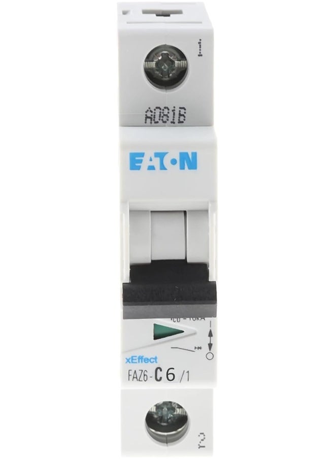 Eaton Eaton MCB Miniature Circuit Breaker 6A 10kA 1P â€“ Moeller Series for Overcurrent Protection in Lighting, Outlets & HVAC Systems  - Image 1