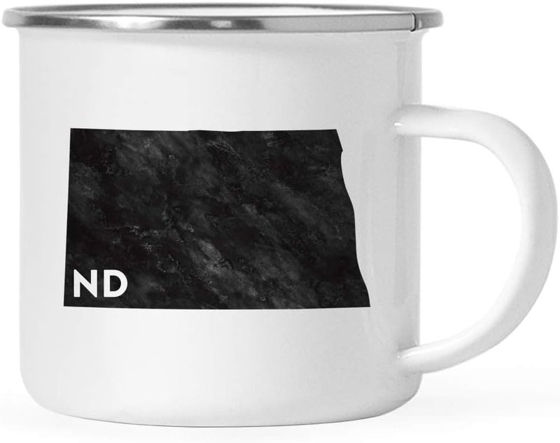 Andaz Press 11oz US State Stainless Steel Campfire Coffee Mug Gift Modern Black Grunge Abbreviation North Dakota 1Pack Metal Enamel Camping Camp Cup for Him Her Christmas Hostess Long Distance - Image 1