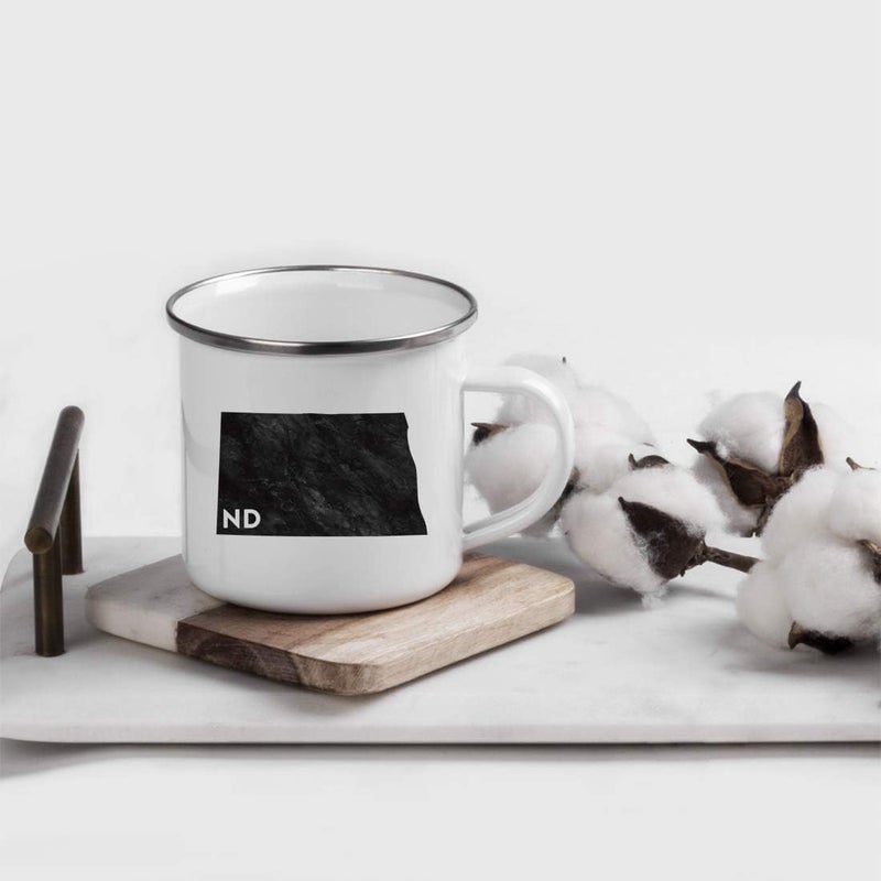 Andaz Press 11oz US State Stainless Steel Campfire Coffee Mug Gift Modern Black Grunge Abbreviation North Dakota 1Pack Metal Enamel Camping Camp Cup for Him Her Christmas Hostess Long Distance - Image 2