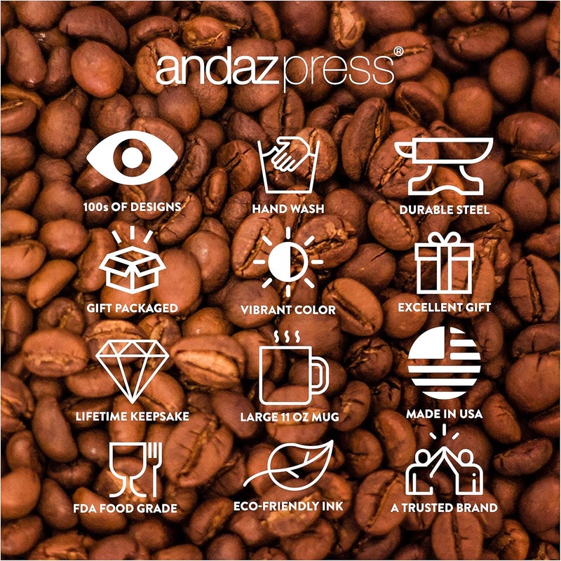 Andaz Press 11oz US State Stainless Steel Campfire Coffee Mug Gift Modern Black Grunge Abbreviation North Dakota 1Pack Metal Enamel Camping Camp Cup for Him Her Christmas Hostess Long Distance - Image 5