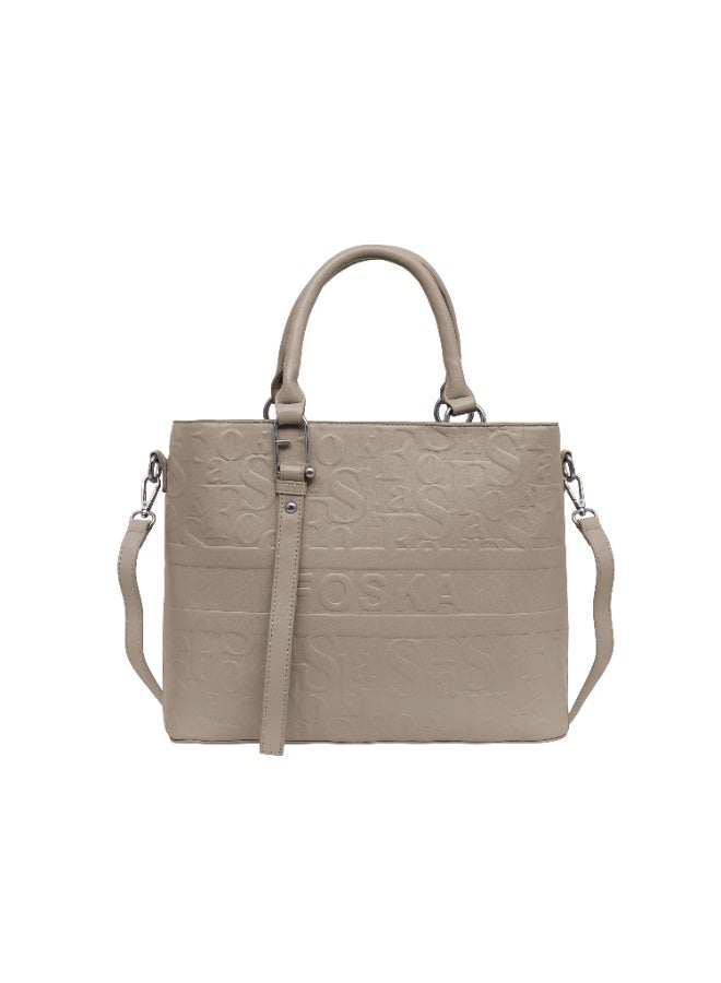 فوسكا شنطة Foska كتف نسائية جلد ناعم – تصميم كلاسيكي و واسع لون [يج فاتح – مقاس 33x26 سم - Image 1