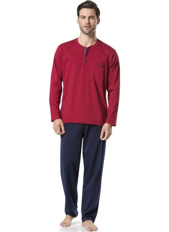 pierre cardin 5560 Claret Red Groom Suit and Suit 5 Piece Pajama Set  - Image 3