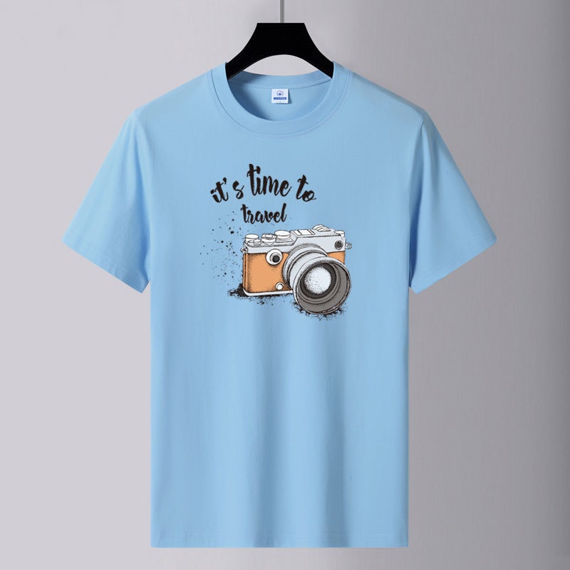 2025 Summer New Men's Round Neck Cotton Short Sleeve T-Shirt Youth Fashion Printed Loose Large Size Trendy Versatile T-Shirt - Image 4