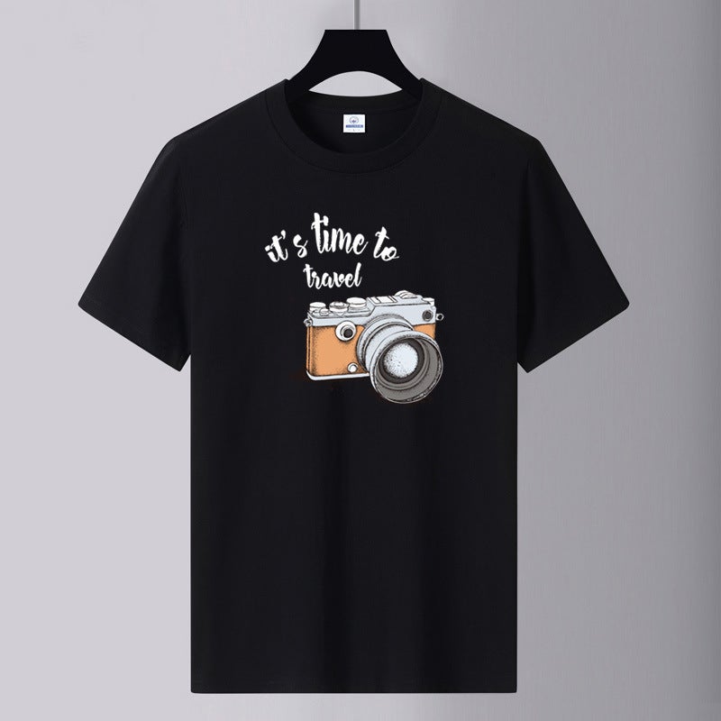 2025 Summer New Men's Round Neck Cotton Short Sleeve T-Shirt Youth Fashion Printed Loose Large Size Trendy Versatile T-Shirt - Image 3
