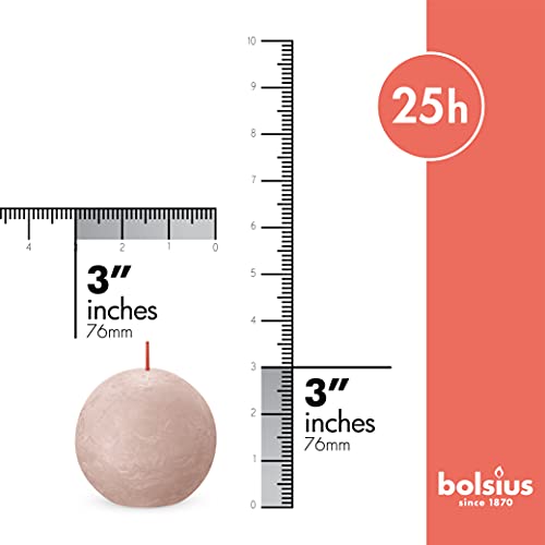BOLSIUS 3 Pack Misty Pink Rustic Ball Pillar Candles - 3 Inch - Premium European Quality - Includes Natural Plant-Based Wax - Unscented Dripless Smokeless 25 Hour Party Décor and Wedding Candles - Image 2