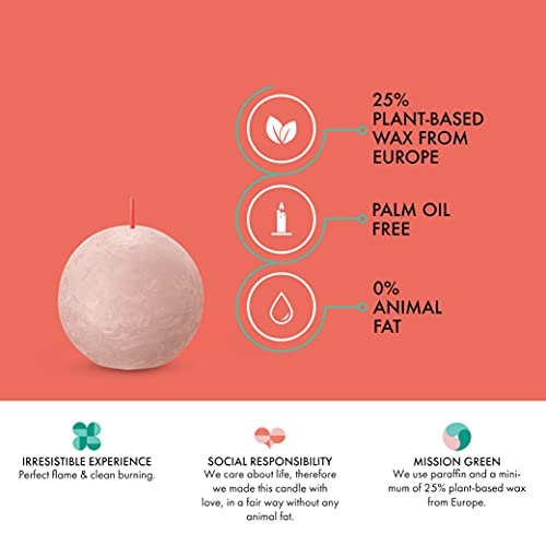 BOLSIUS 3 Pack Misty Pink Rustic Ball Pillar Candles - 3 Inch - Premium European Quality - Includes Natural Plant-Based Wax - Unscented Dripless Smokeless 25 Hour Party Décor and Wedding Candles - Image 4