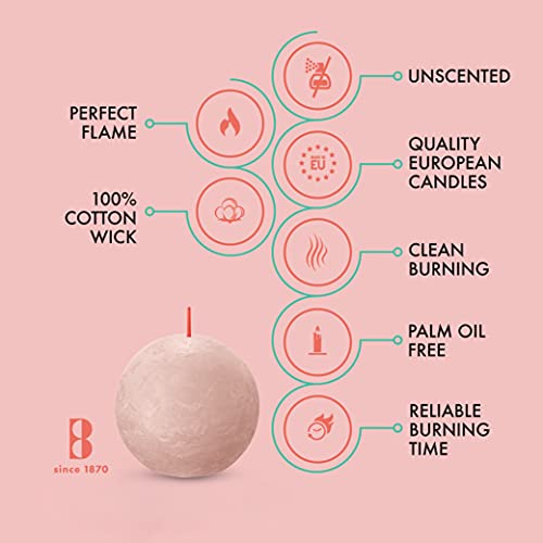 BOLSIUS 3 Pack Misty Pink Rustic Ball Pillar Candles - 3 Inch - Premium European Quality - Includes Natural Plant-Based Wax - Unscented Dripless Smokeless 25 Hour Party Décor and Wedding Candles - Image 3