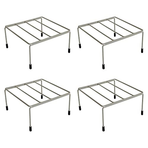 D&V ENGINEERING - Creative in innovation Metal Square Plant Stand Flower Pot Stand, Size: Width-21cm, Height-11.5 cm (Pack of-4) Grey - Image 1