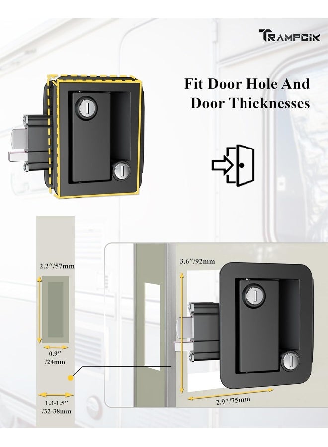 TrampgiK TrampgiK Engineering Plastic Camper Door Lock, RV Door Lock Replacement, Fit 3.65" x 2.95" Lock Hole, for Motorhome,RV Camper,Entrance Front Door, 1 Lock+6 Key Aliked  - Image 5