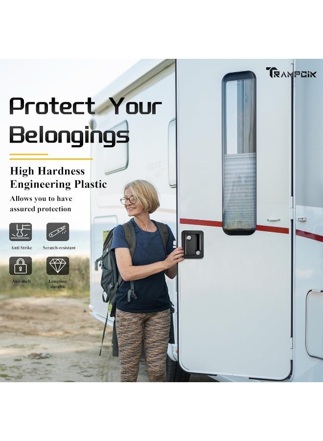 TrampgiK TrampgiK Engineering Plastic Camper Door Lock, RV Door Lock Replacement, Fit 3.65" x 2.95" Lock Hole, for Motorhome,RV Camper,Entrance Front Door, 1 Lock+6 Key Aliked  - Image 4