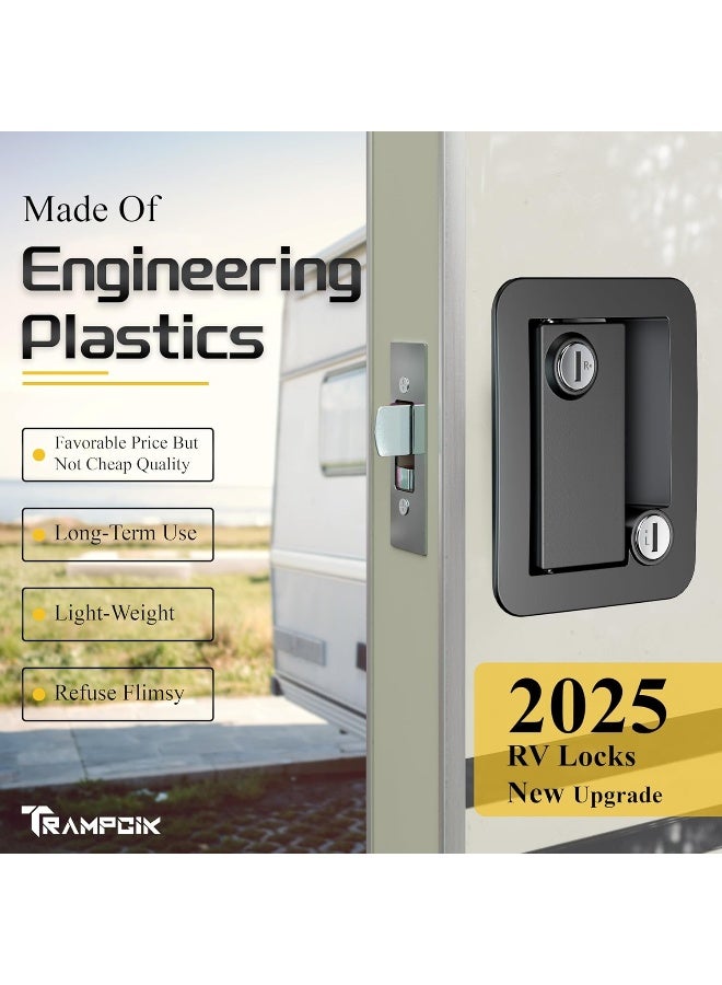 TrampgiK TrampgiK Engineering Plastic Camper Door Lock, RV Door Lock Replacement, Fit 3.65" x 2.95" Lock Hole, for Motorhome,RV Camper,Entrance Front Door, 1 Lock+6 Key Aliked  - Image 3