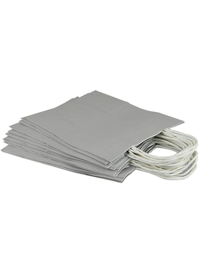 Party Time 12 Pieces Paper Shopping Kraft Bag 21X27X11Centimeter Grey - Image 2