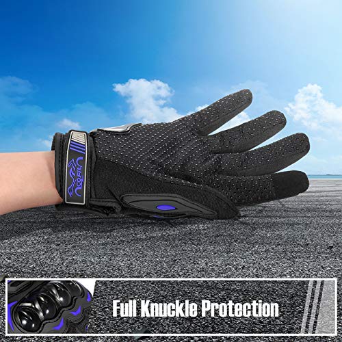 COFIT Motorcycle Gloves Breathable, Touchscreen Motorbike Gloves Anti-slip with Good Grip Hard Knuckles Protection for Men Women Motocross, BMX ATV MTB Cycling, Road Racing - Blue M - Image 4