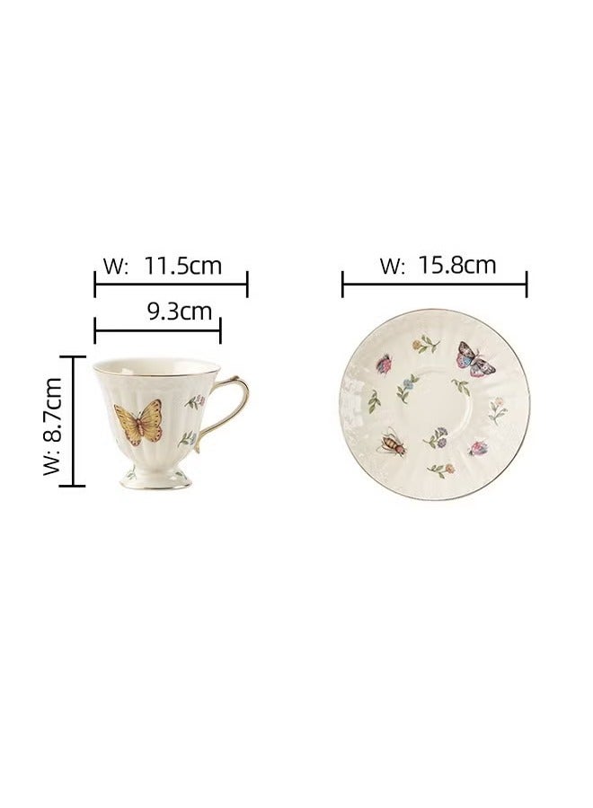 Hoasis Ceramic Espresso Cup Set, 1 Set Ceramic Espresso Cups and Saucers， Vintage Flower Pattern Porcelain Cup and Saucer Sets， European Style Retro Coffee Cup for Coffee or Tea - Image 2
