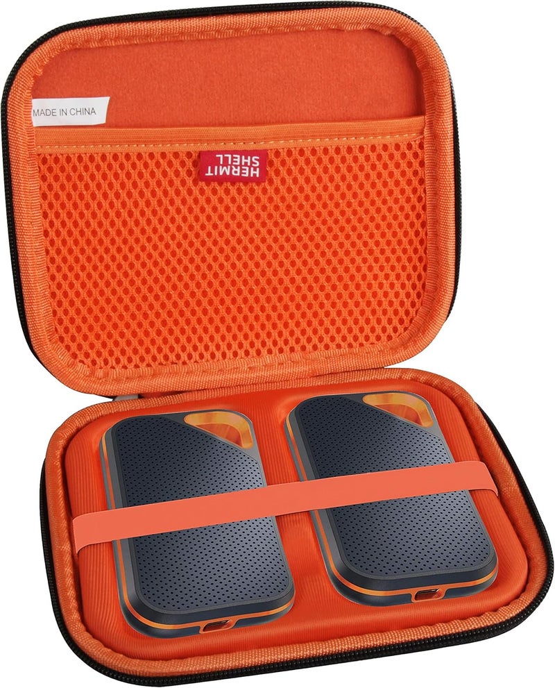 Hermitshell Hard Travel Case for SanDisk 500GB 1TB 2TB 4TB Extreme PRO Portable SSD (Black+Orange, Case for 2 Hard Drives) - Image 1