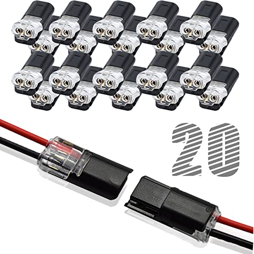 Japelessor Wire Connectors, Double Wire Plug in Connector with Locking Buckle, Low Voltage Wire Connector, LED Light Strip Connectors 2 Pin - Quick Connect, No Wire Stripping Cutting (20PCS) - Image 1
