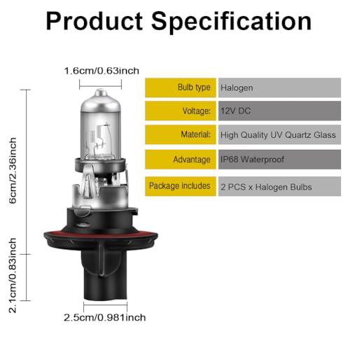 ERATO مصباح هالوجين إيراتو H13/9008 للضوء الأمامي 12 فولت 55 واط/60 واط أضواء الضباب 4300 كلفن أبيض دافئ بديل لمصباح الرأس (عبوتان) - Image 3
