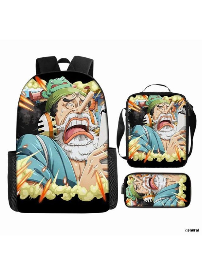general The latest universal cartoon printed three piece practical bag combination (suitable for students, children, friends, outings, mountain climbing, etc.) - Image 1
