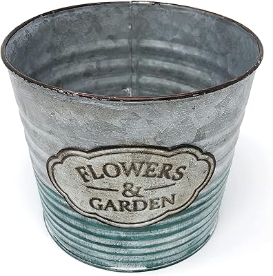 allgala allgala Galvanized Planter Pot Indoor and Outdoor Decoration-6"-HD60074  - Image 1