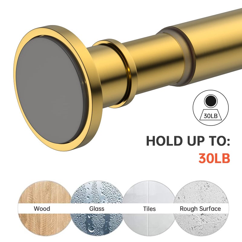 BRIOFOX Industrial Shower Curtain Rod - Rustproof Non-Slip 43-72 Inches Tension Curtain Rod for Window or Bathroom, Sunglow Gold - Image 4
