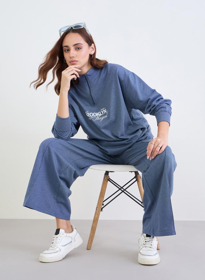 Styli Relaxed Fit Printed Sweatshirt and Wide Joggers Co-Ords - Image 1