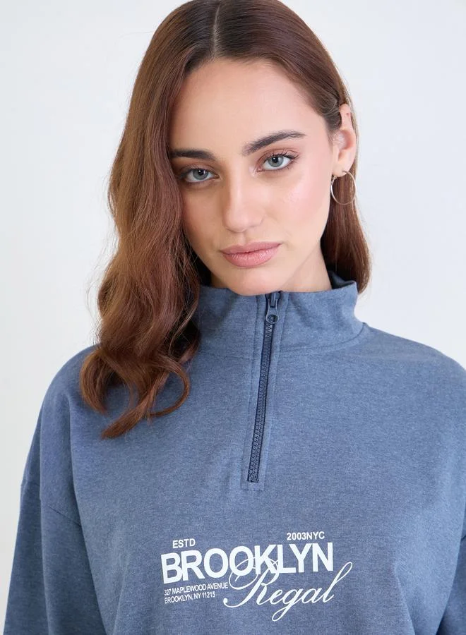 Styli  Styli Relaxed Fit Printed Sweatshirt and Wide Joggers Co-Ords for Women | Best Price UAE