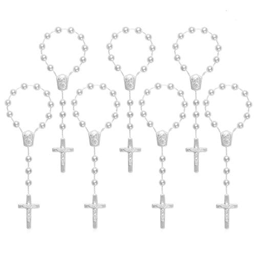 JUXINGDAZYF 30 Pc White Baptism Conducive to Seven-Color Accent Mini Rosary AB Acrylic Beads/Recuerditos De Bautismo/Christening Favors/Decenarios/Ten Years/Finger Rosary (white) - Image 1