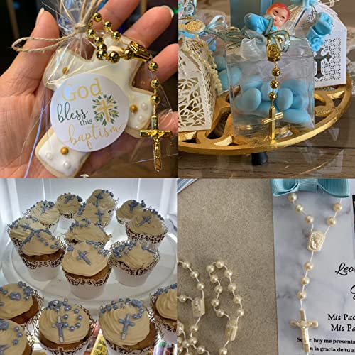 JUXINGDAZYF 30 Pc White Baptism Conducive to Seven-Color Accent Mini Rosary AB Acrylic Beads/Recuerditos De Bautismo/Christening Favors/Decenarios/Ten Years/Finger Rosary (white) - Image 3