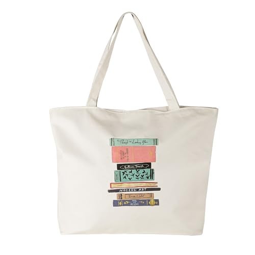 BROGBUS Classics Canvas Tote Bags for Women Girls Canvas Handbag Zipper Large Capacity Shoulder Bag for College Office Use - Image 2
