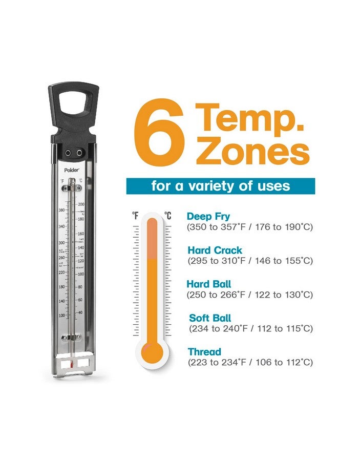 Polder Candy Thermometer, Stainless Steel Cooking Thermometer with Pot Clip, for Jam, Syrup, Jelly, Yogurt, and Deep Fry, 12" - Image 2