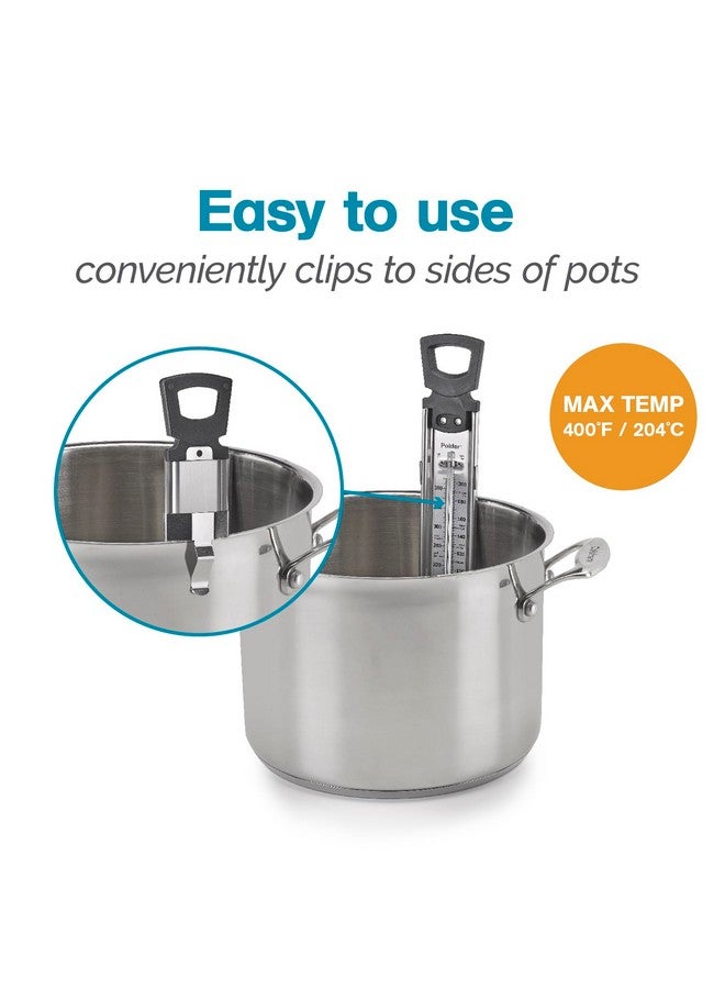 Polder Candy Thermometer, Stainless Steel Cooking Thermometer with Pot Clip, for Jam, Syrup, Jelly, Yogurt, and Deep Fry, 12" - Image 3