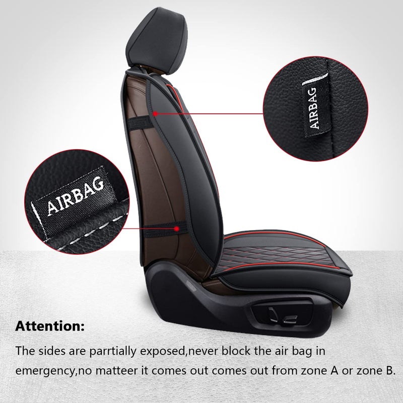 MIROZO Dodge Ram Seat Covers Full Set,5PCS Car Seat Cover Waterproof Fit 2009-2025 Ram 1500 2500 3500 Crew Quad Regular Cab Pickup Cushions with Split Bench 40/60 (Black and Red,Full Set Flat Back) - Image 2
