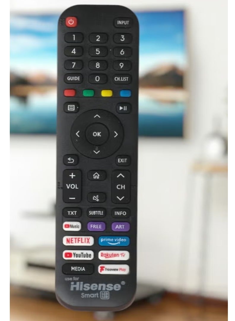 Hisense Smart TV Remote Control for Hisense TV – Works with All Hisense LED, LCD, and Plasma TVs | Features Netflix, Prime Video, YouTube, Rakuten TV & Freeview Play Key Buttons - Image 3