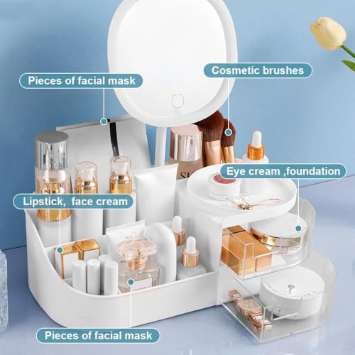 Anshri Desk Makeup Brush Organizers Box and Makeup Organizers for Desk Desktop Storage Stationery Supplies Cute Pencil Cup Pot for Office School Home Makeup Storage Box (White) - Image 2