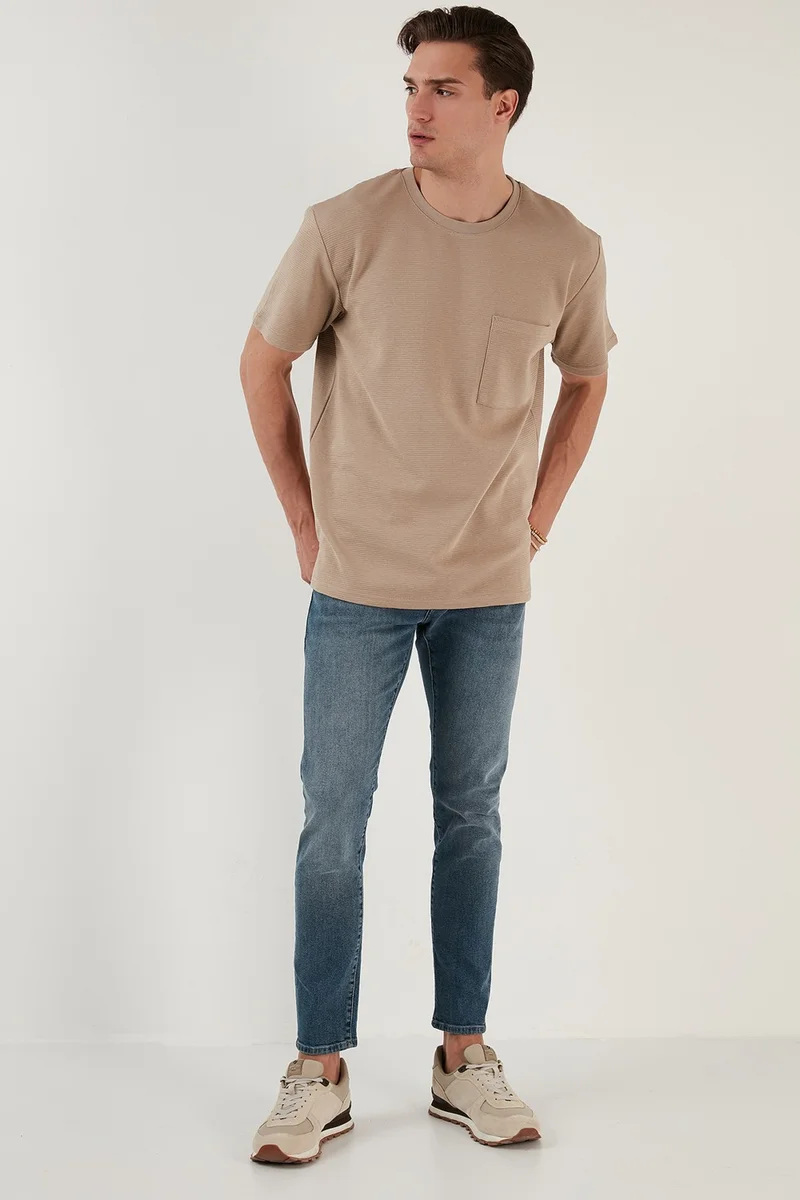 Buratti Crew Neck Single Pocket Cotton Oversize T Shirt Men's T Shirt 5902305